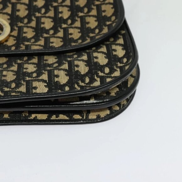 Christian Dior Trotter Canvas Shoulder Bag Navy Gold Auth BD2210 - Picture 5 of 16